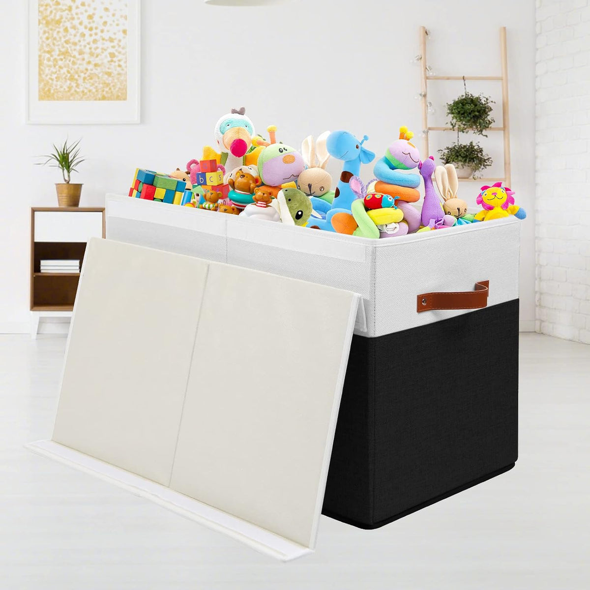 Extra Large Toy Storage Box with Lid,Toy Chest Bin Basket with Dividers