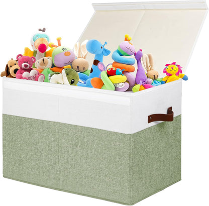 Extra Large Toy Storage Box with Lid,Toy Chest Bin Basket with Dividers