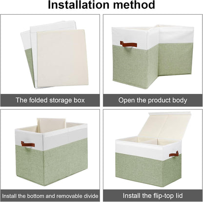 Extra Large Toy Storage Box with Lid,Toy Chest Bin Basket with Dividers