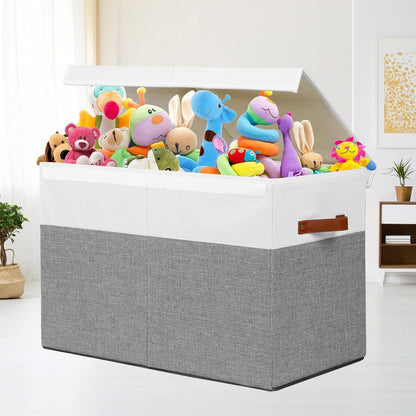 Extra Large Toy Storage Box with Lid,Toy Chest Bin Basket with Dividers