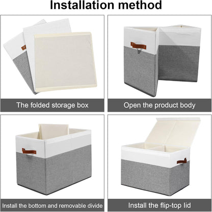 Extra Large Toy Storage Box with Lid,Toy Chest Bin Basket with Dividers