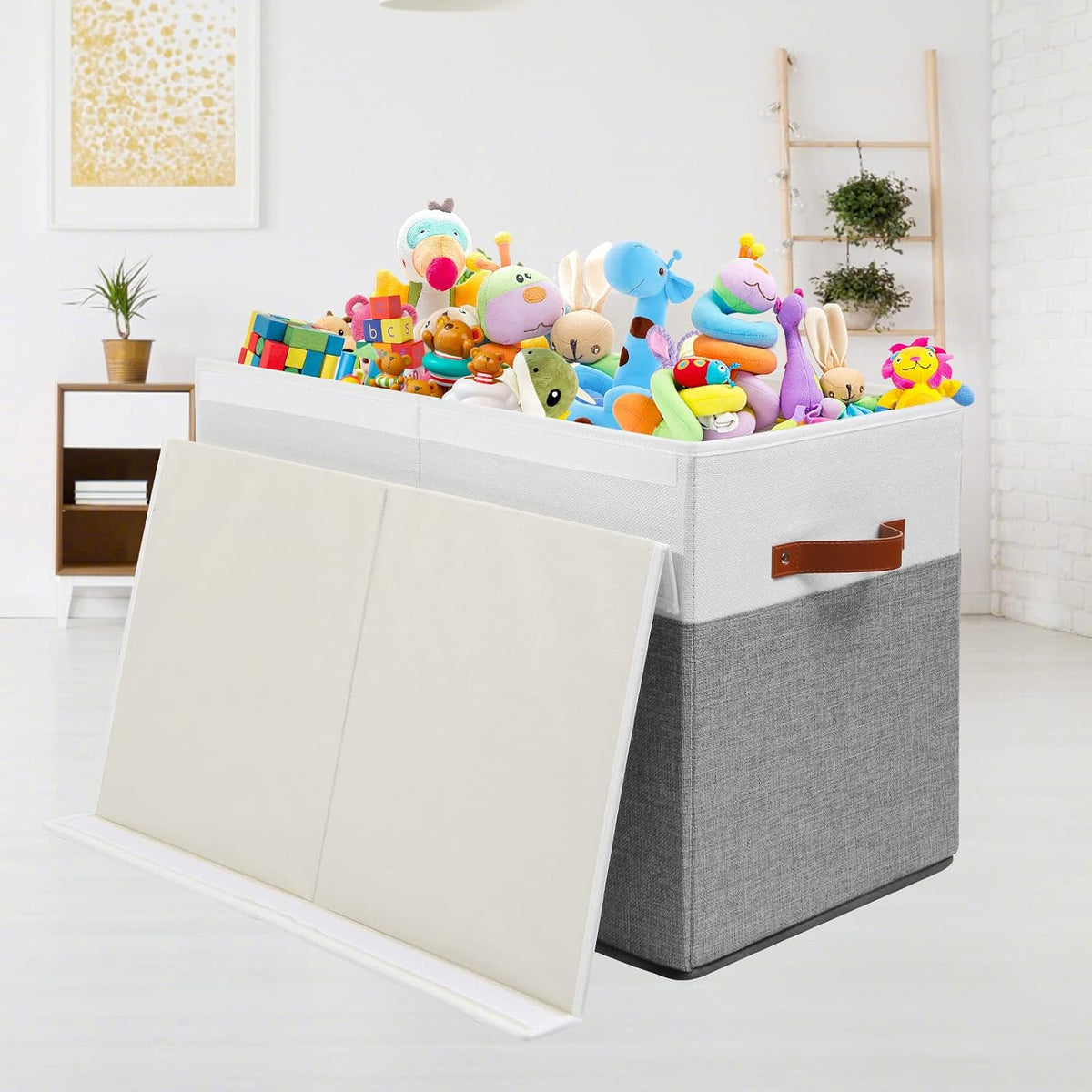 Extra Large Toy Storage Box with Lid,Toy Chest Bin Basket with Dividers
