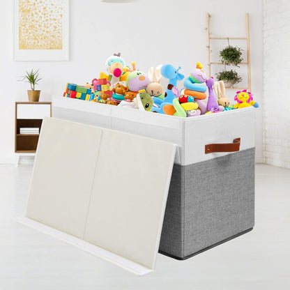 Extra Large Toy Storage Box with Lid,Toy Chest Bin Basket with Dividers