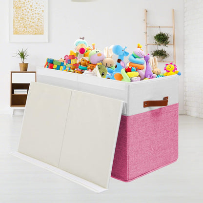 Extra Large Toy Storage Box with Lid,Toy Chest Bin Basket with Dividers