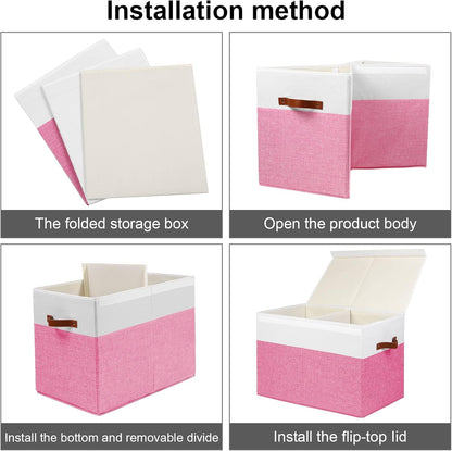 Extra Large Toy Storage Box with Lid,Toy Chest Bin Basket with Dividers
