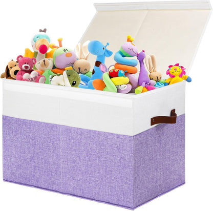Extra Large Toy Storage Box with Lid,Toy Chest Bin Basket with Dividers
