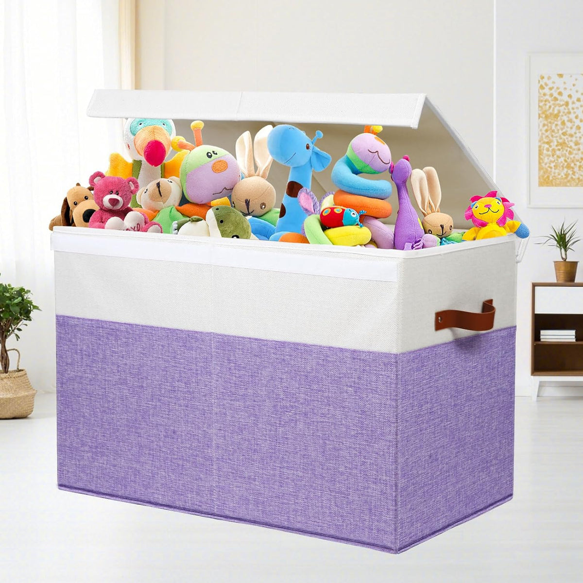 Extra Large Toy Storage Box with Lid,Toy Chest Bin Basket with Dividers