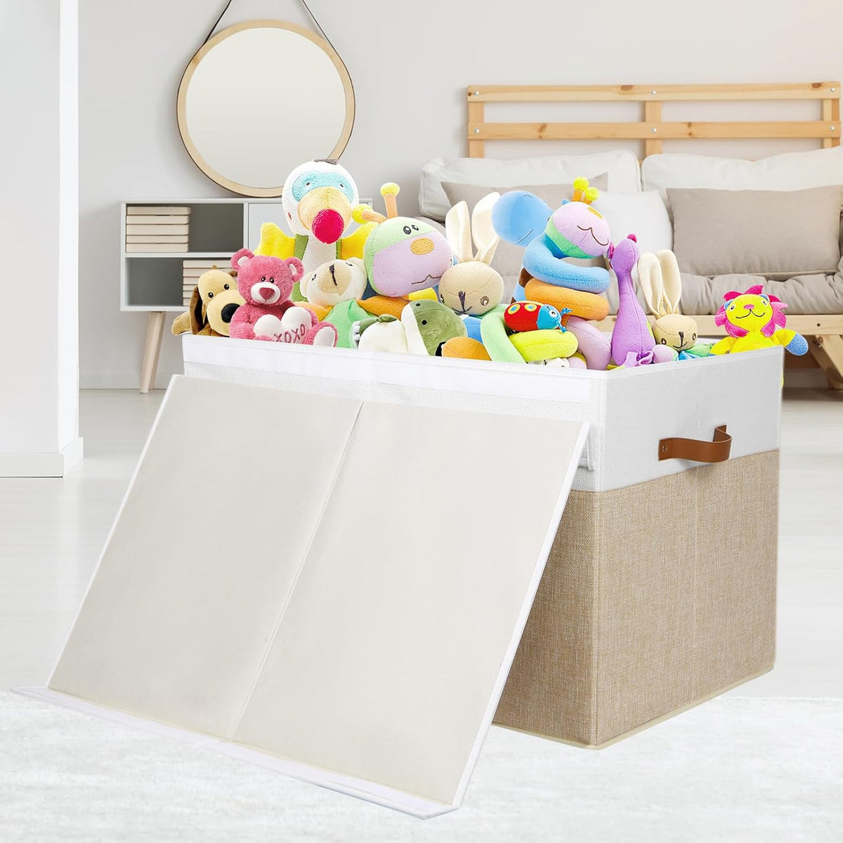 Extra Large Toy Storage Box with Lid,Toy Chest Bin Basket with Dividers