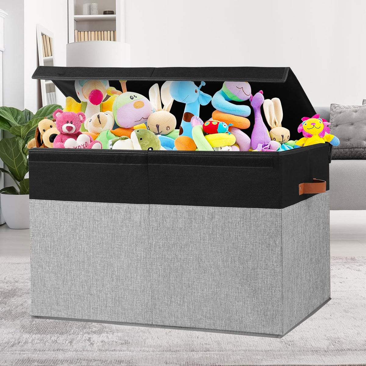 Extra Large Toy Storage Box with Lid,Toy Chest Bin Basket with Dividers