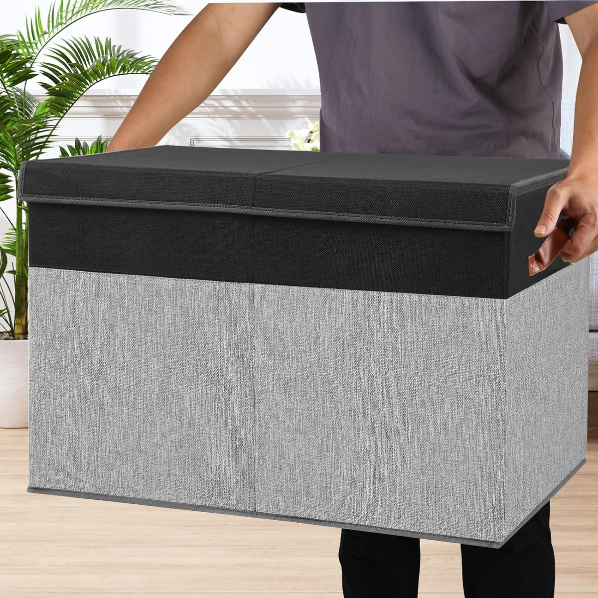 Extra Large Toy Storage Box with Lid,Toy Chest Bin Basket with Dividers