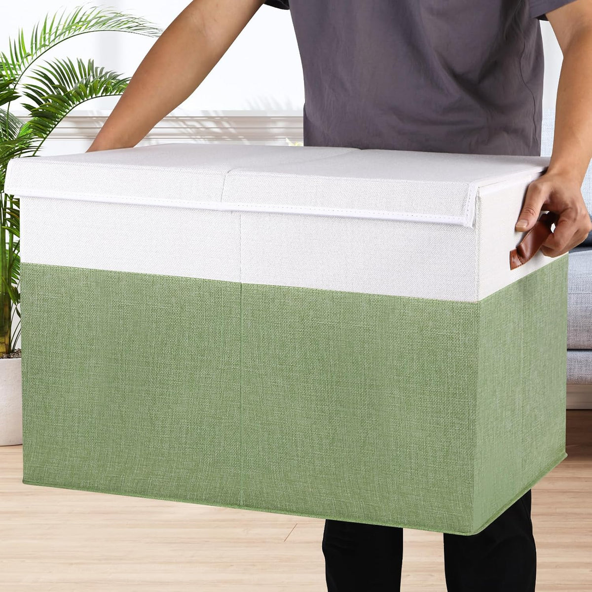Extra Large Toy Storage Box with Lid,Toy Chest Bin Basket with Dividers