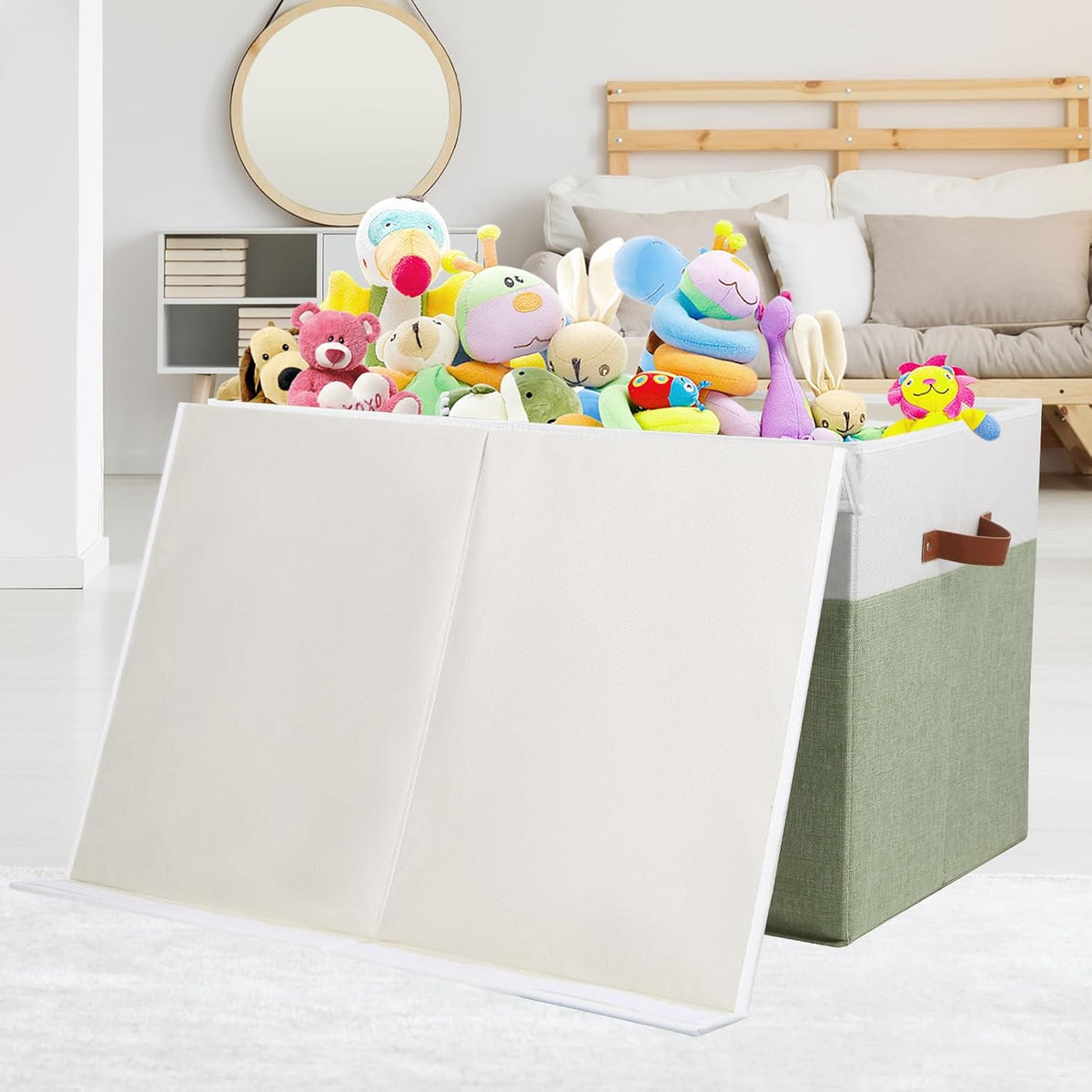 Extra Large Toy Storage Box with Lid,Toy Chest Bin Basket with Dividers