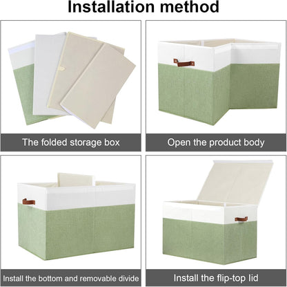 Extra Large Toy Storage Box with Lid,Toy Chest Bin Basket with Dividers