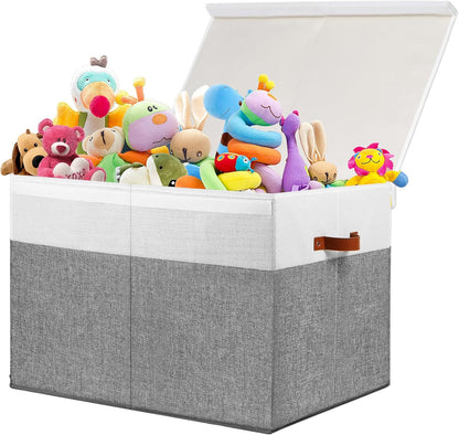 Extra Large Toy Storage Box with Lid,Toy Chest Bin Basket with Dividers