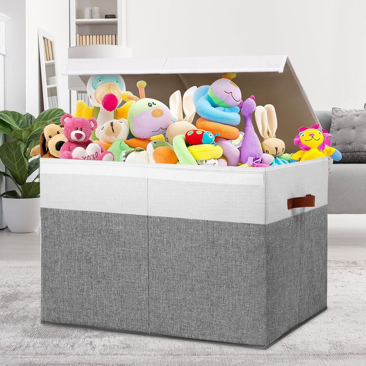 Extra Large Toy Storage Box with Lid,Toy Chest Bin Basket with Dividers