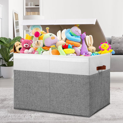 Extra Large Toy Storage Box with Lid,Toy Chest Bin Basket with Dividers