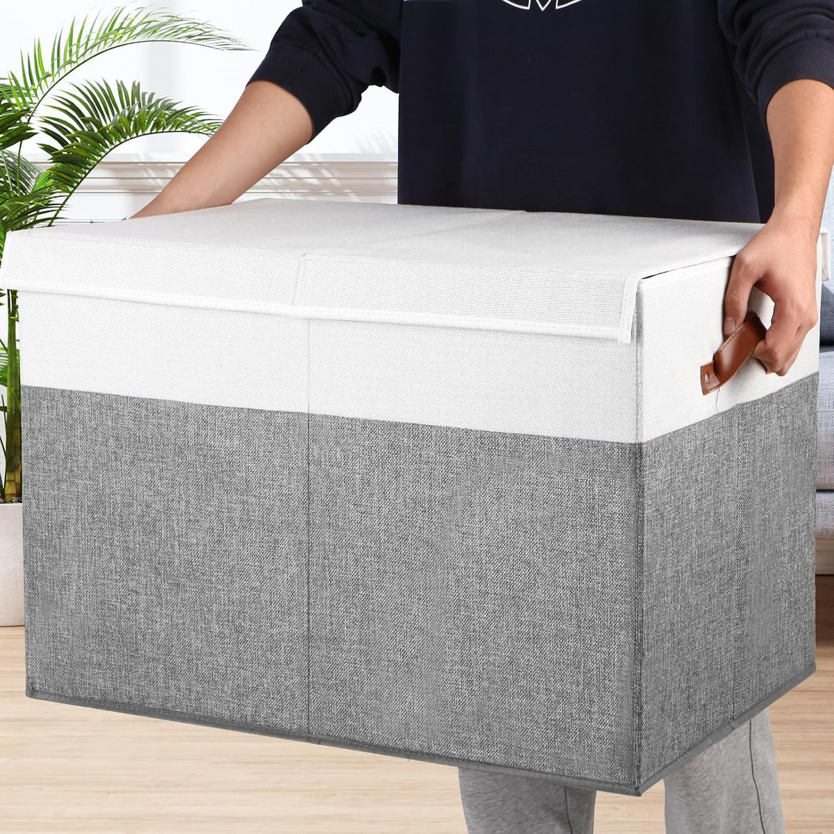 Extra Large Toy Storage Box with Lid,Toy Chest Bin Basket with Dividers