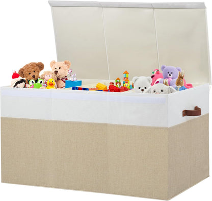 Extra Large Toy Storage Box with Lid,Toy Chest Bin Basket with Dividers