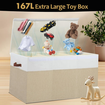 Extra Large Toy Storage Box with Lid,Toy Chest Bin Basket with Dividers