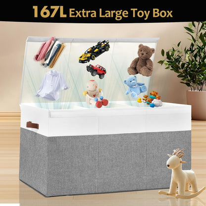 Extra Large Toy Storage Box with Lid,Toy Chest Bin Basket with Dividers
