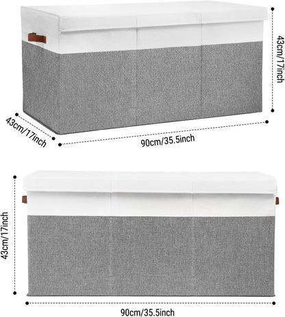 Extra Large Toy Storage Box with Lid,Toy Chest Bin Basket with Dividers