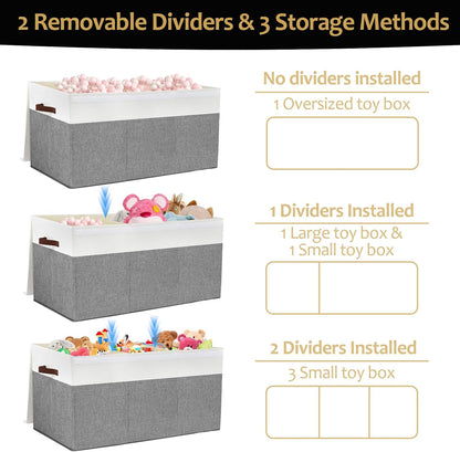 Extra Large Toy Storage Box with Lid,Toy Chest Bin Basket with Dividers