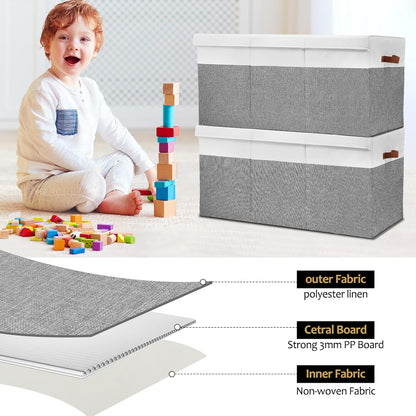 Extra Large Toy Storage Box with Lid,Toy Chest Bin Basket with Dividers