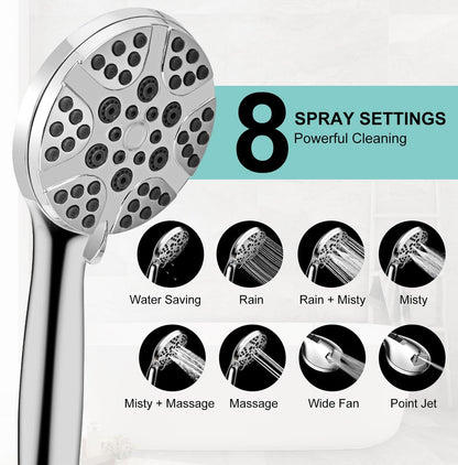 Bathtub Shower Head Sink-Faucet set，Tub faucet spayer attachment with 5 Adapters and 59" Hose for Pet Dog Rinse、 Baby Bath 、Hair washing, ON/OFF Extension for Tub, Utility Sink, Garden and Bathroom