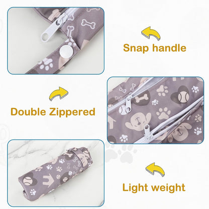 2 Pack Baby Cloth Diaper Wet/Dry Bags with Two Zippered Pockets, Travel, Beach, Pool, Gym Bag for Swimsuits or Wet Clothes, Waterproof Washable Reusable, P0709