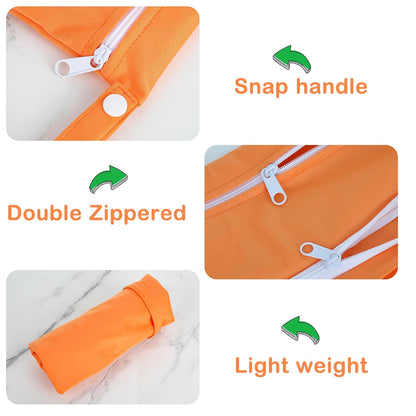 2 Pack Baby Cloth Diaper Wet/Dry Bags with Two Zippered Pockets, Travel, Beach, Pool, Gym Bag for Swimsuits or Wet Clothes, Waterproof Washable Reusable, P0709