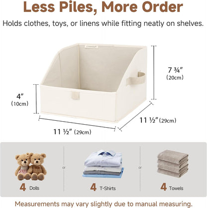 Closet Storage Bins Trapezoid, Khaki Stripes, Large, 3-Pack