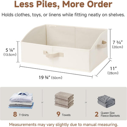 Closet Storage Bins Trapezoid, Khaki Stripes, Large, 3-Pack