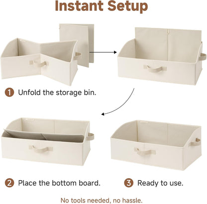 Closet Storage Bins Trapezoid, Khaki Stripes, Large, 3-Pack
