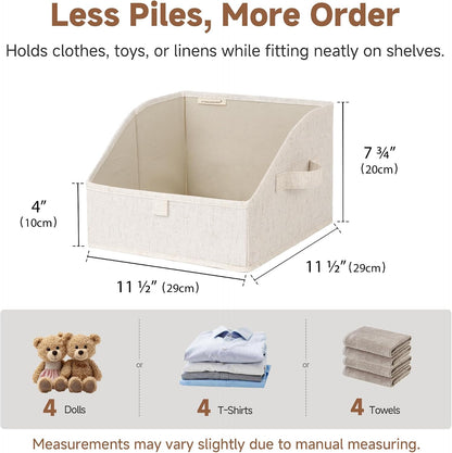 Closet Storage Bins Trapezoid, Khaki Stripes, Large, 3-Pack