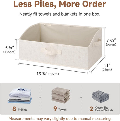 Closet Storage Bins Trapezoid, Khaki Stripes, Large, 3-Pack
