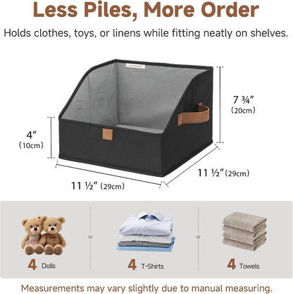 Closet Storage Bins Trapezoid, Khaki Stripes, Large, 3-Pack