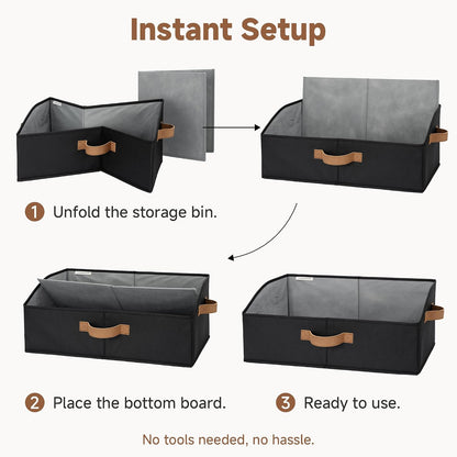 Closet Storage Bins Trapezoid, Khaki Stripes, Large, 3-Pack