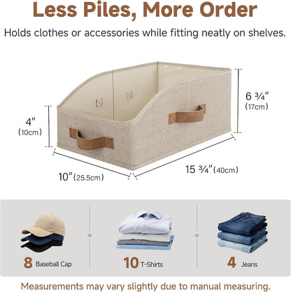 Closet Storage Bins Trapezoid, Khaki Stripes, Large, 3-Pack