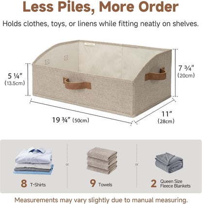 Closet Storage Bins Trapezoid, Khaki Stripes, Large, 3-Pack