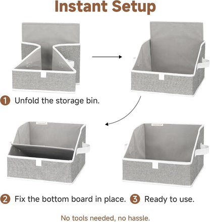 Closet Storage Bins Trapezoid, Khaki Stripes, Large, 3-Pack