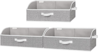 Closet Storage Bins Trapezoid, Khaki Stripes, Large, 3-Pack