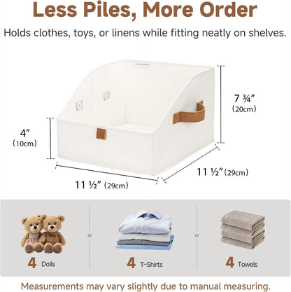 Closet Storage Bins Trapezoid, Khaki Stripes, Large, 3-Pack