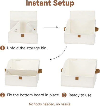 Closet Storage Bins Trapezoid, Khaki Stripes, Large, 3-Pack