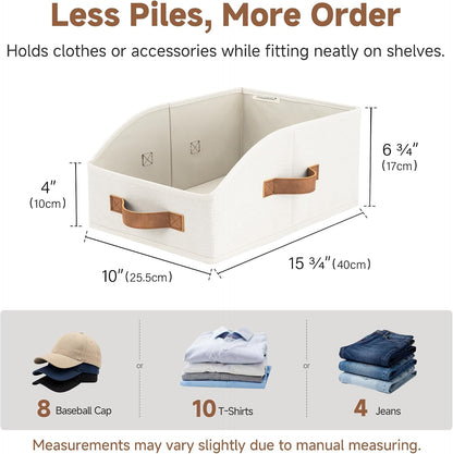 Closet Storage Bins Trapezoid, Khaki Stripes, Large, 3-Pack