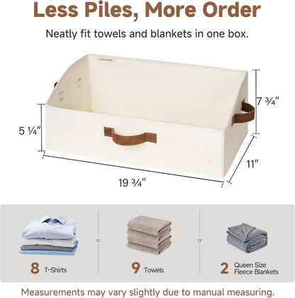 Closet Storage Bins Trapezoid, Khaki Stripes, Large, 3-Pack