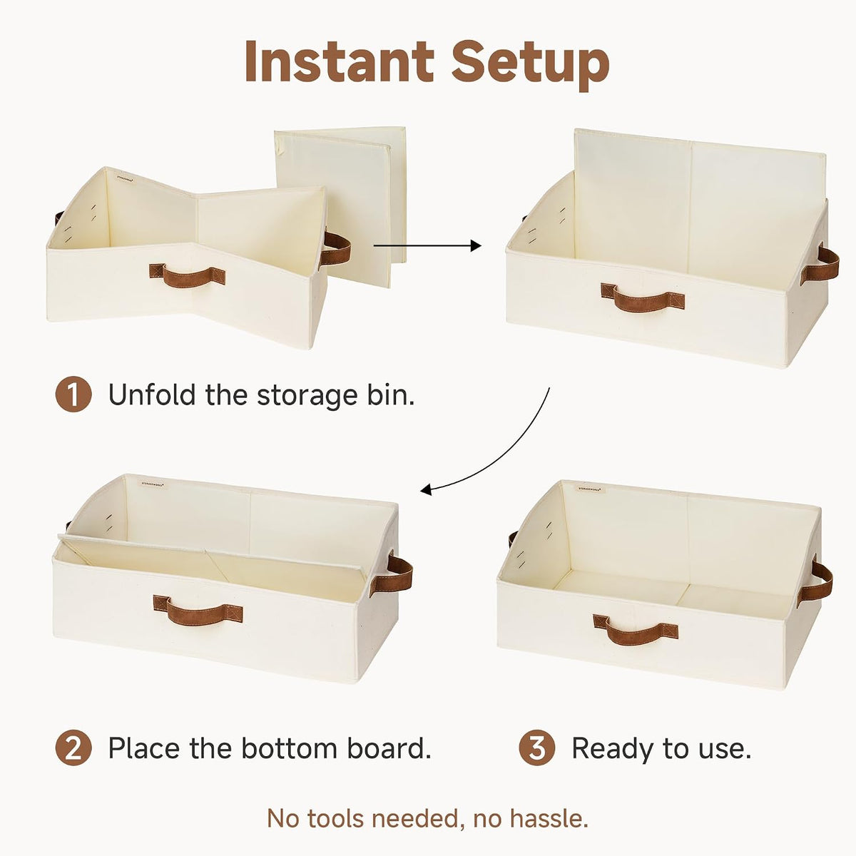 Closet Storage Bins Trapezoid, Khaki Stripes, Large, 3-Pack