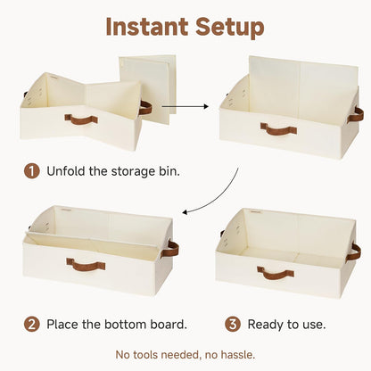 Closet Storage Bins Trapezoid, Khaki Stripes, Large, 3-Pack