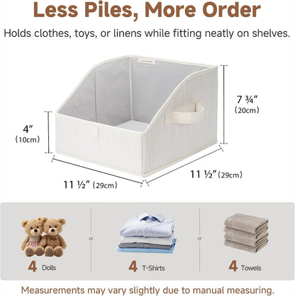 Closet Storage Bins Trapezoid, Khaki Stripes, Large, 3-Pack