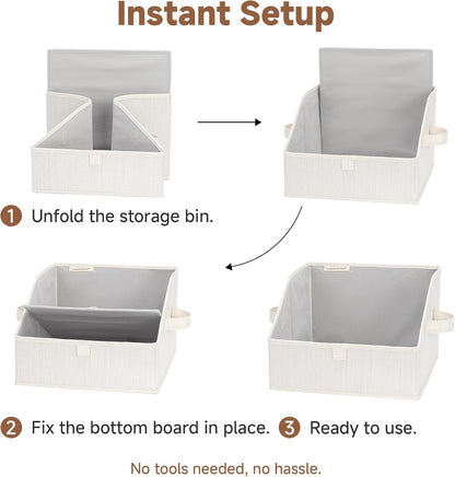 Closet Storage Bins Trapezoid, Khaki Stripes, Large, 3-Pack