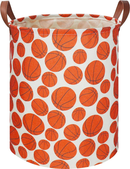 Large Round Canvas Linen Laundry Hamper,Waterproof Storage Bin for Books/Clothes, Laundry Basket, Gift Basket(Eucalyptus leaves)